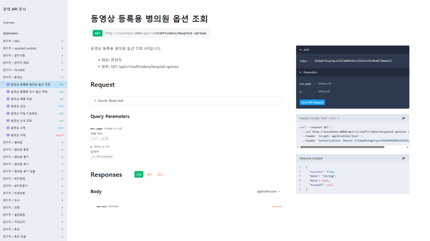 API Docs 화면